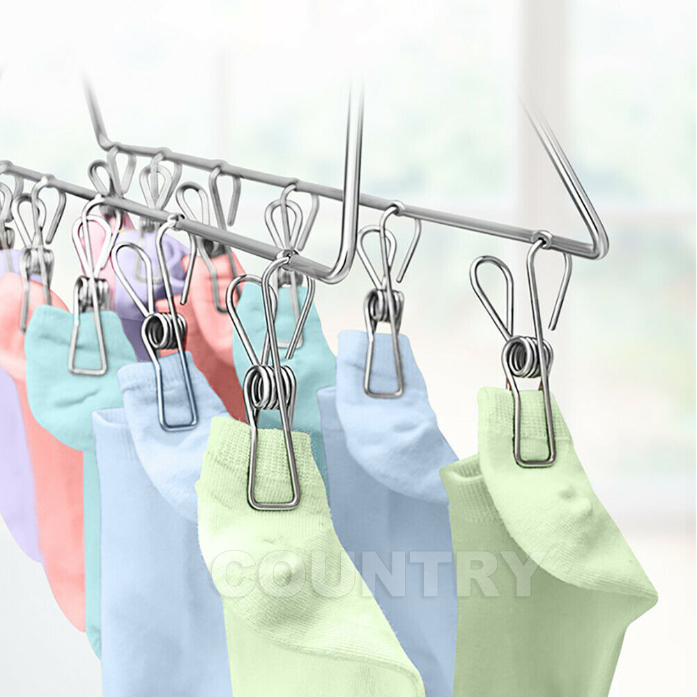 75-360x Stainless Steel Clothes Pegs Hanging Clips Pins Laundry 