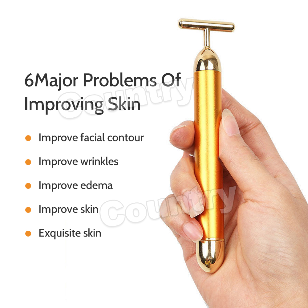 3d 24k Gold Beauty Bar Pulse Facial Massager Face Tight Firming Lift